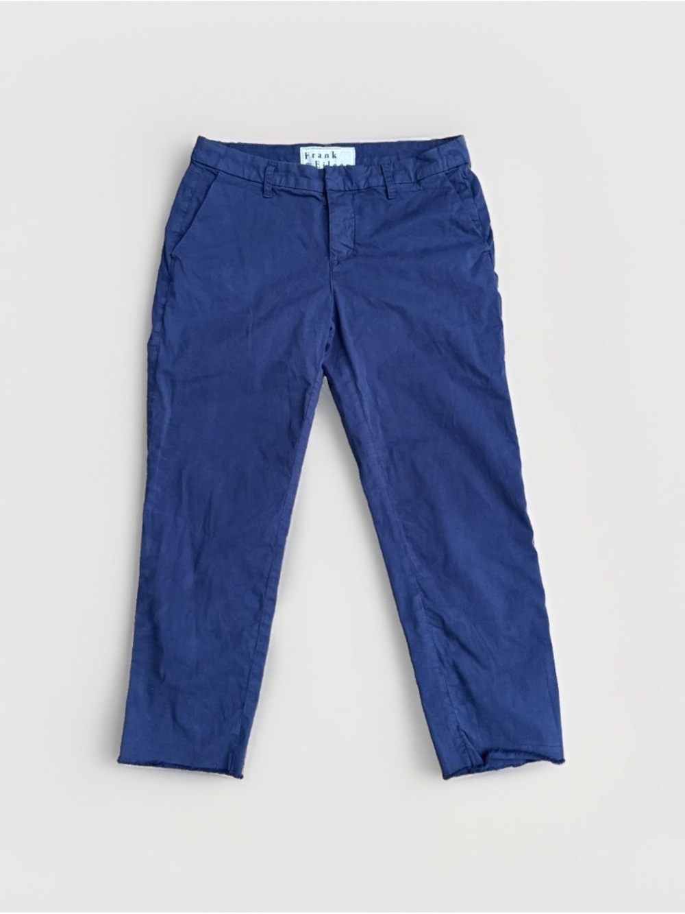 Frank & Eileen Wicklow Chino Pants Womens 6 Navy Blue Cotton Stretch Cropped